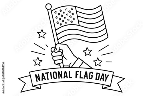 Hand holding waving american flag for national flag day