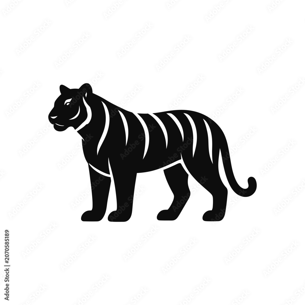 Obraz premium Stylized black tiger silhouette vector