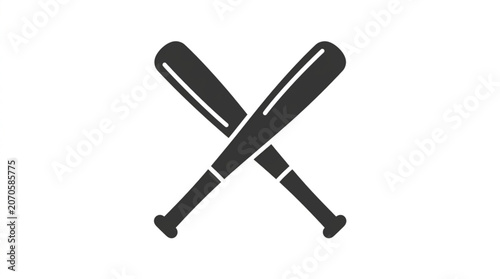 Tableau sur toile Two Crossed Baseball Bats Silhouette Icon.