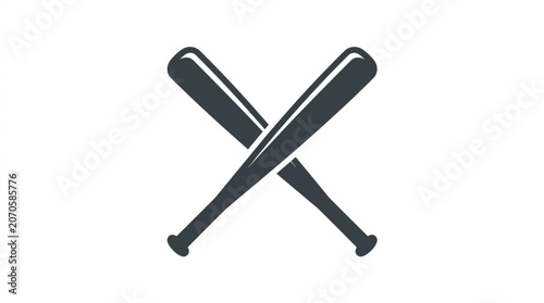 Photos Two crossed baseball bats icon symbol.