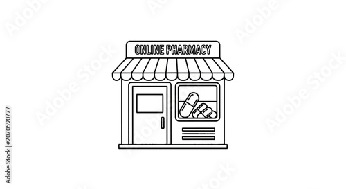 Bakery Storefront with Awning and Sign.