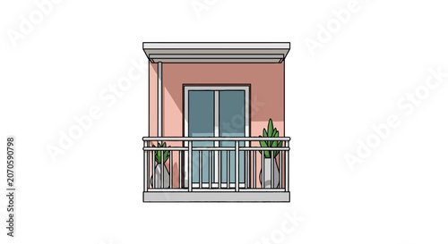 Balcony with railing and plants.