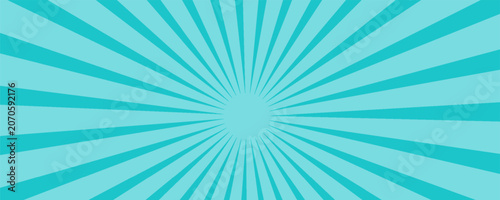 Comic book speed lines, blue sunburst. A pop art style exploding rays of light background.