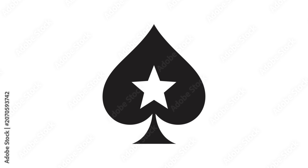 Fototapeta premium Minimalist black spade symbol with white star emblem