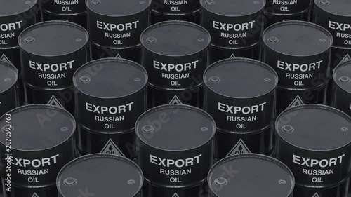Animated oil barrel field illustrating sanctions, supply risks and energy crisis themes. Perfect for economic reports and broadcasts. Seamless loop animation, part of collection. Ultra HD 3840x2160