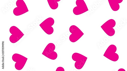 Cute pink hearts animation falling downward