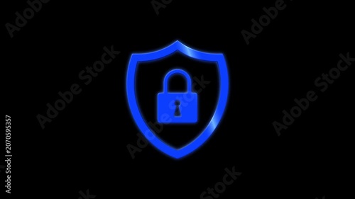  Cyber Security & Data shield Protection alpha channel, bussines graphic overlay, lock security with transparent background.