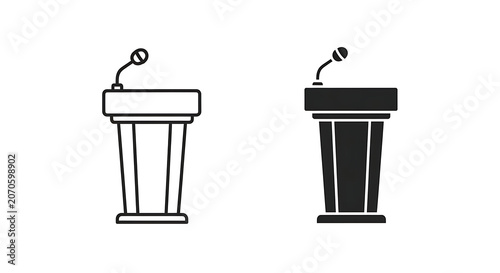 Podiums with microphones for presentation