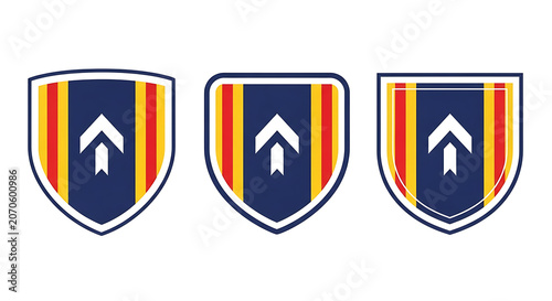 Three identical colorful mountain rescue logos