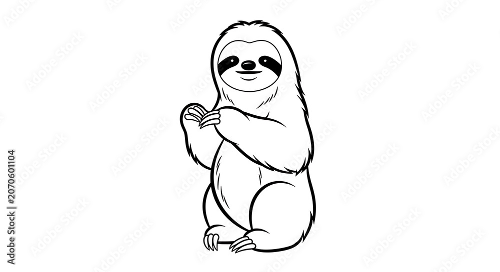Fototapeta premium Cute cartoon sloth clapping hands cheerfully