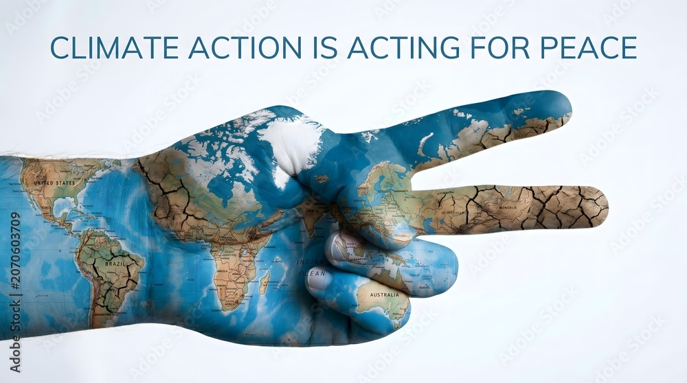 Obraz premium Climate action for peace promoting global harmony on international peace day