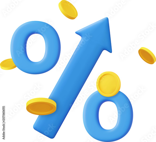 3d percent up arrow symbol icon