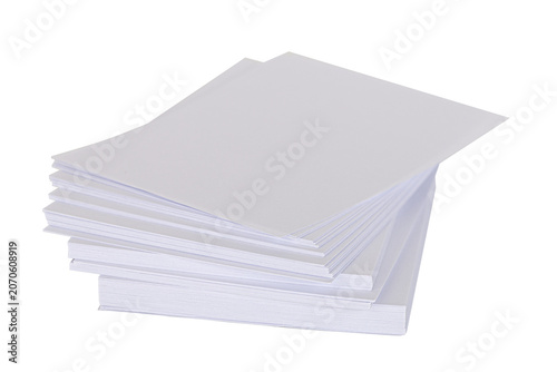 Quadro su tela Stack of white paper sheets isolated on white background with clipping path