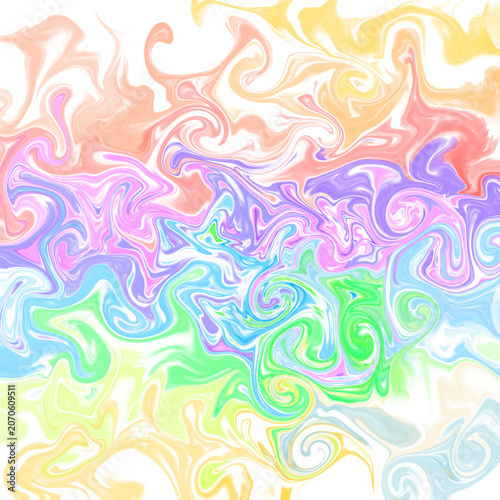 Bright psychedelic rainbow fluid art background with colorful waves