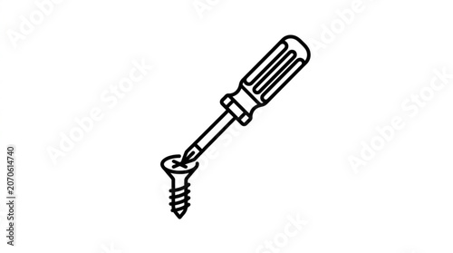 Εκτύπωση καμβά Screwdriver turning a screw in a white background.