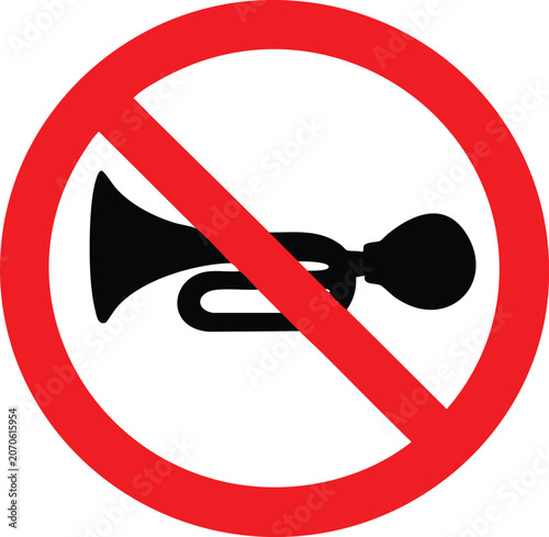 Photos No honking sign prohibition symbol for silence and quiet zones vector illustrati