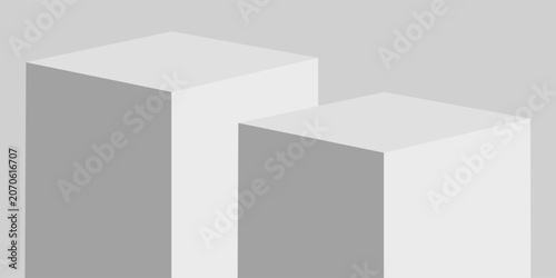 Minimalist 3D pedestal or podium stage background in a clean grey and white aesthetic.