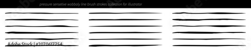 Tablou pe pânză Pressure sensitive wobbly line brush strokes collection for Illustrator, hand drawn ink marks with varying width and organic texture in expressive sketchy style