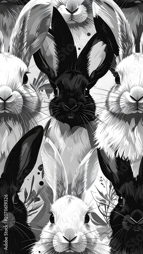 Bunny Monochrome Crowd.