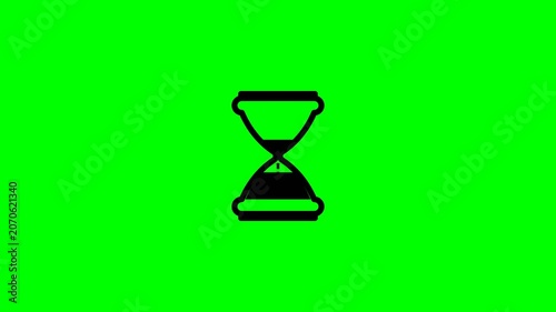 Animated Black Hourglass Silhouette Indicating Loading or Waiting Process on a Green Screen Background