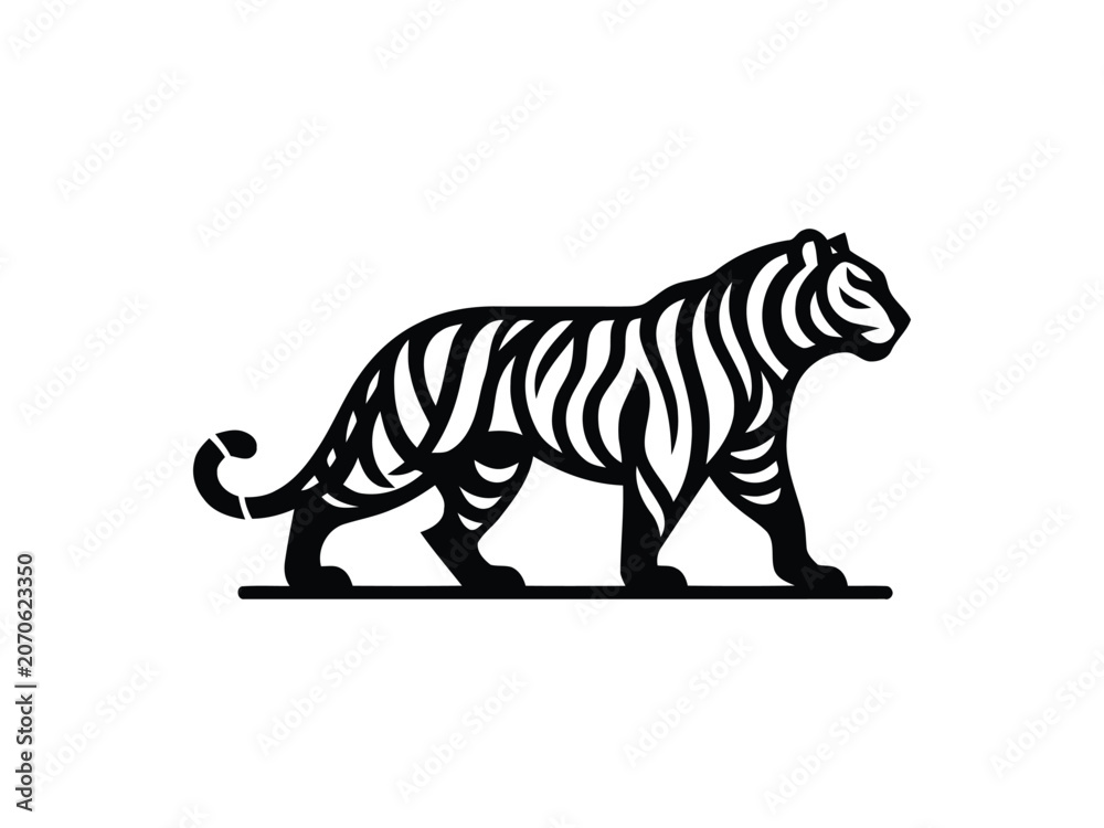 Obraz premium Bold Tiger Silhouette Logo Mark for Wildlife Brands