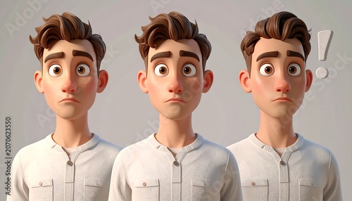 Cartoon man Concern  idea.