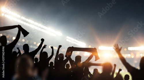Football fans cheering stadium