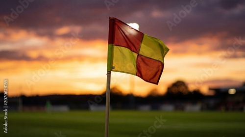Corner flag waving on pitch