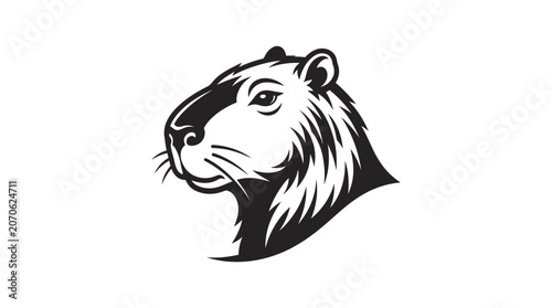 Capybara Head Portrait Vector Logo Design on Isolated White Background