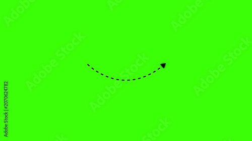 Abstract Animated dotted arrow pointing Right concept animation. Glowing Right arrow direction icon with dotted line animation. 