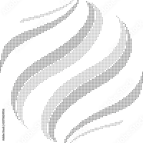 Abstract pattern formed by dots and lines on transparent background dynamic flow and swirling motion.