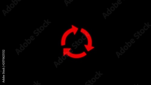 Abstract glowing circular three arrows rotation cycle seamless looping. Refresh arrow icon refresh and recycle icon. 