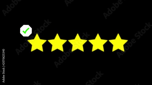 Abstract Special with rating star icon concept animation. Golden glowing five star symbol animation on dark background. 