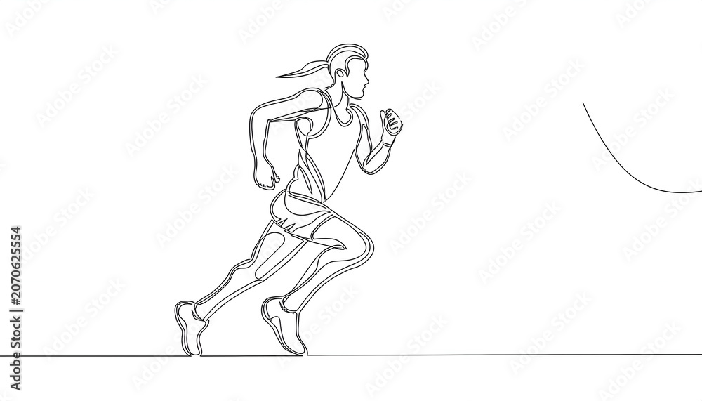 Fototapeta premium Abstract one line drawing and continue for the sport, Running