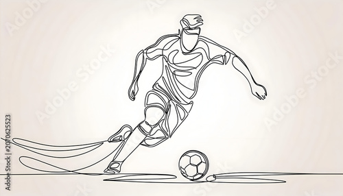 Abstract one line drawing and continue for the sport, football