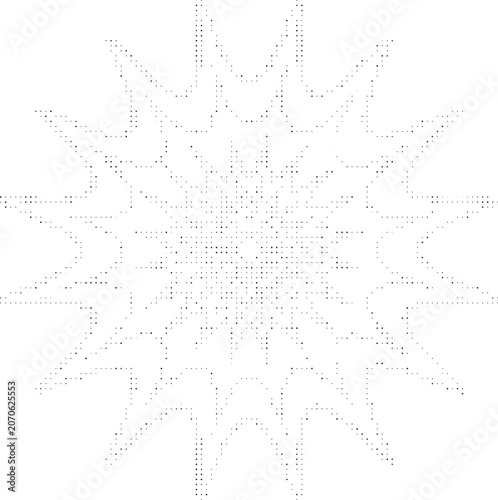 Abstract star shaped halftone pattern vector graphic on transparent background for decorative design creative projects.