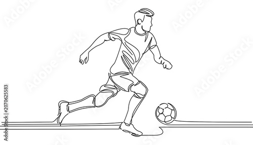 Abstract one line drawing and continue for the sport, football