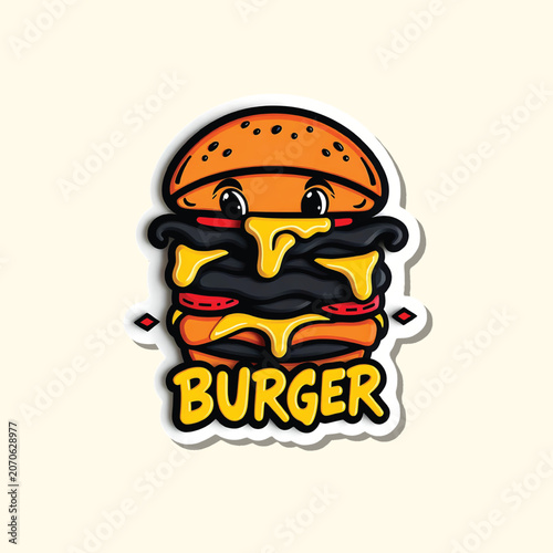 Premium Burger Esports Mascot Logo Vector Illustration