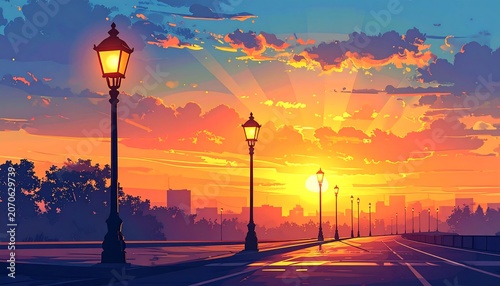 City Sunset Street View.