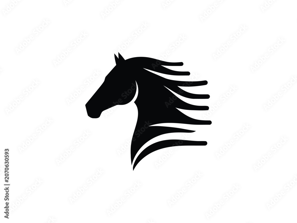 Fototapeta premium Majestic horse head silhouette emblem equine