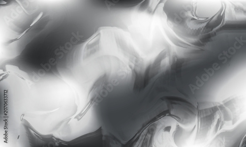 Liquid silver background with abstract waves. Vector realistic illustration of glossy chrome metal texture, smooth grey silk cloth, steel color fluid substance, wavy surface, aluminum foil material