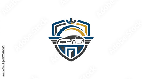 Canvas Print Luxury Car Emblem with Crown and Shield.