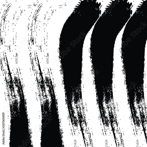 Black and white abstract art with curved brush strokes