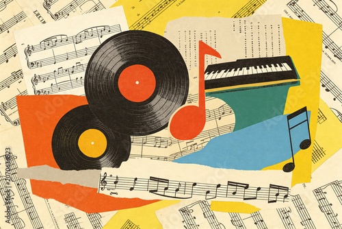 Music Art Collage Style Illustration