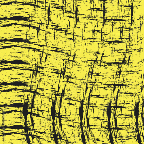 Vibrant yellow background with black abstract lines and texture