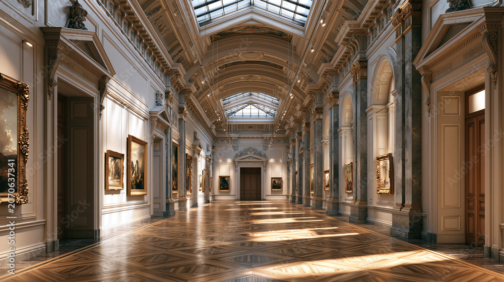 Fototapeta premium Grand Interior of a Classical Art Museum Gallery