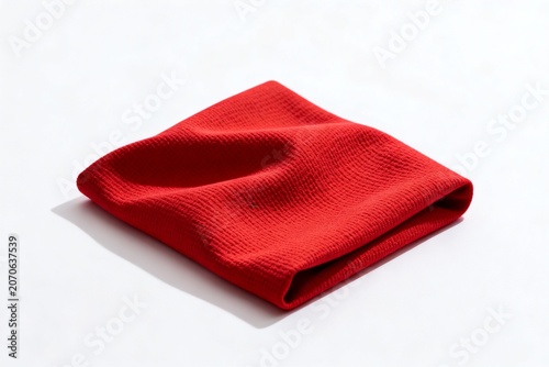 Red folded fabric on white surface