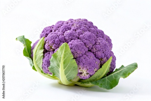 Purple cauliflower with green leaves