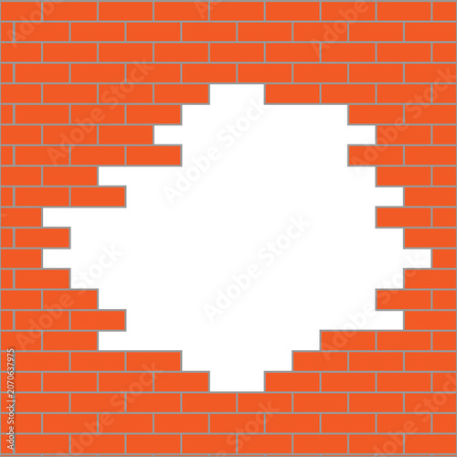 Hole in brick wall orange