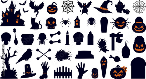 Set of halloween silhouettes